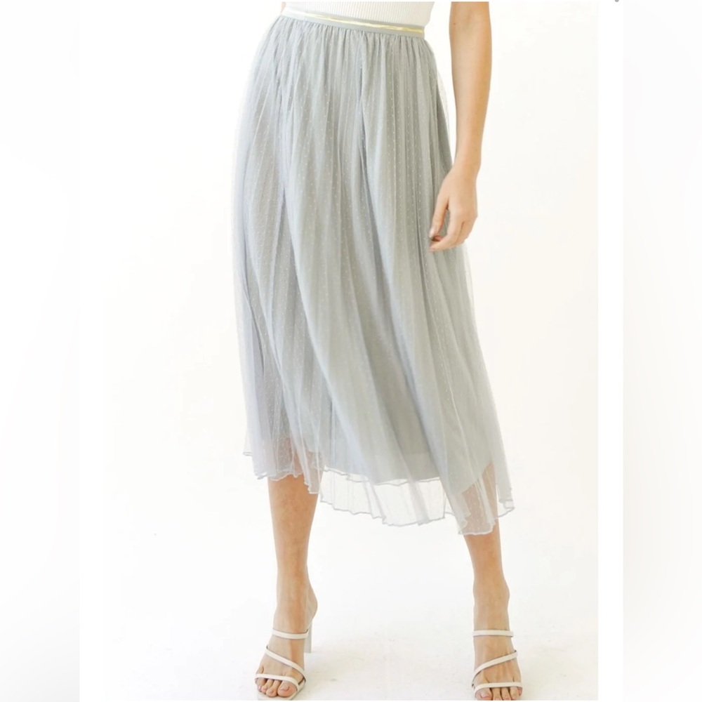 NWT Molly Bracken Star Ladies Woven Skirt Light Grey Glitter Size S/M